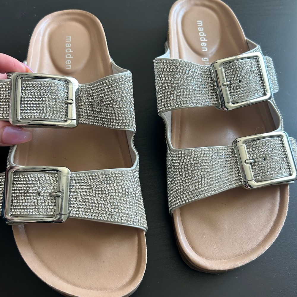 Madden Girl Silver Rhinestone Sandals